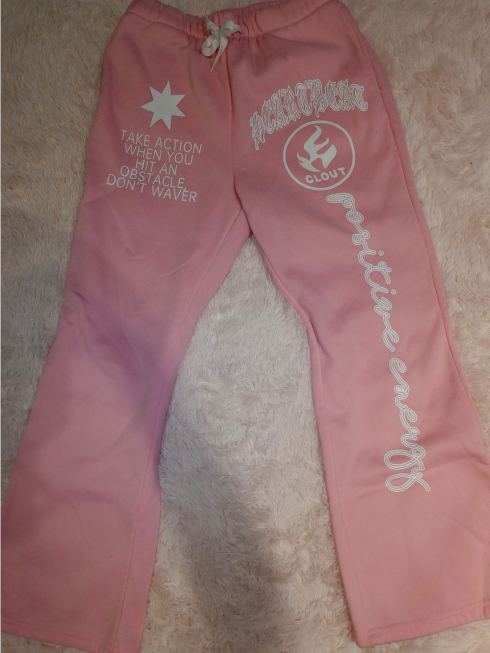 Pink Graphic Sweatpants with Motivational Print
